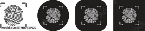 Fingerprint scan icon set, collection and group in flat and line style vector illustration, biometric security symbol bundle with identity, touch ID, login and authentication synonyms