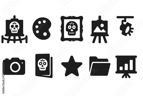 Dia de los muertos filled icon set. Mexican culture, festival, celebration icons filled pack