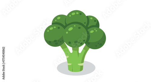 Fresh green broccoli in colorful flat design isolated on white