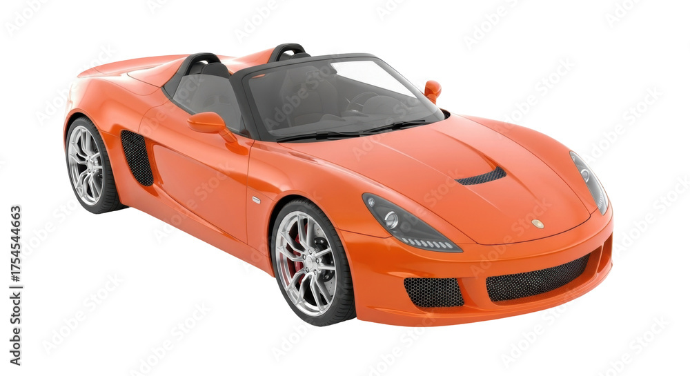 Naklejka premium Isolated orange convertible car, modern style, shiny vehicle ready for sale, transportation