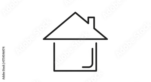Minimalist house outline with chimney vector art