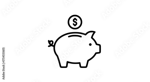 Piggy finance idea black white icon
