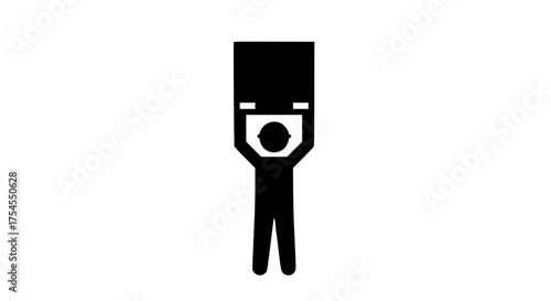 Parcel lifting man black white icon