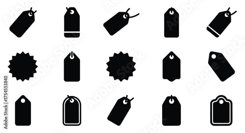 Black price tags and starbursts label sale