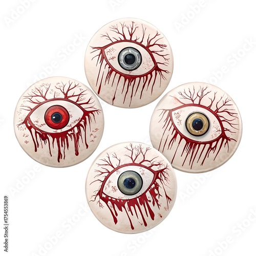 Spooky Halloween Eyeball with Red Blood Veins