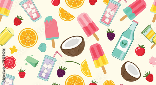 A vibrant summer collection of refreshing fruity treats and drinks.
