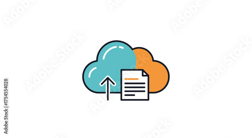 Cloud storage service with file upload isolated on white background