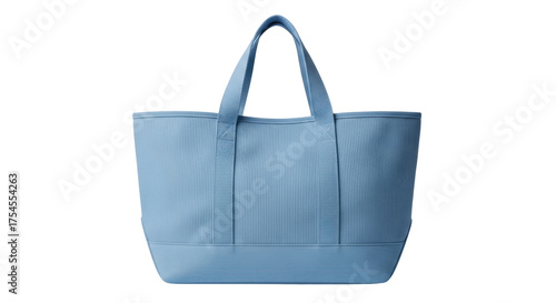 Isolated blue handbag made of cotton or canvas, a summer beach bag or tote for casual travel