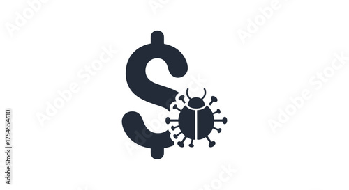 Financial malware icon isolated on white background for cyber security concept