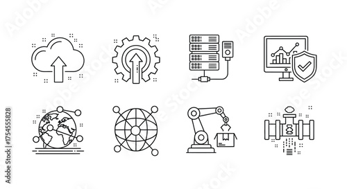 Set of technology and industry line icons isolated on white background