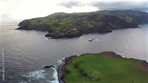 Aerial Drone View of Ilhéu do Topo, São Jorge Island, Azores
