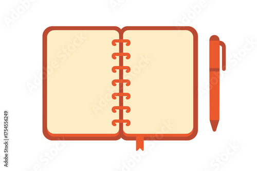 Open spiral bound notebook with blank pages and a writing pen for notes or planning