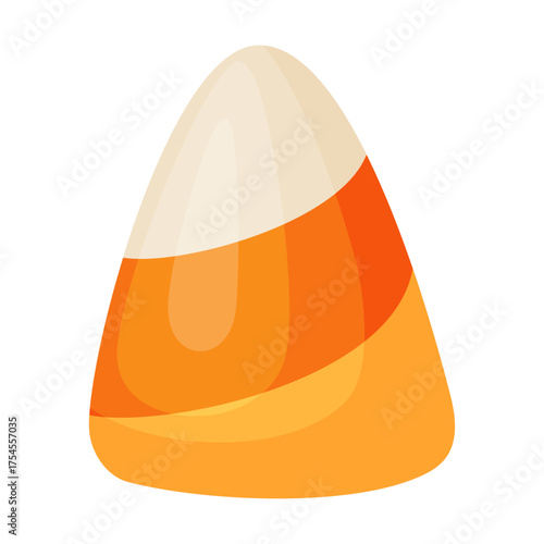 Halloween Candy corn. flat vector style. festive decorative candy. Halloween, any celebration or holiday. Cute and sweet. Ideal for packaging, greeting cards, posters, stickers, decorations.