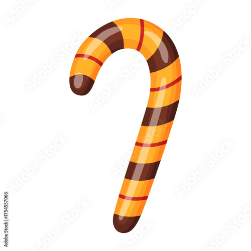 Halloween Candy cane. flat vector style. festive decorative candy. Halloween, spooky October holiday. trick or treat night. for project, party invitation, poster, greeting card, sticker.