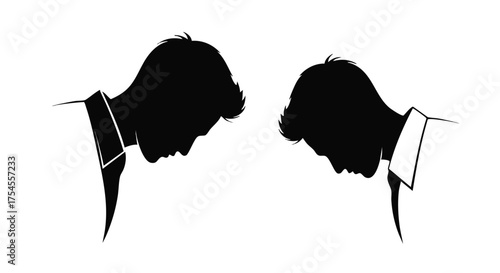 Two silhouetted heads of men in profile, facing each other, suggesting a confrontation or intense discussion.