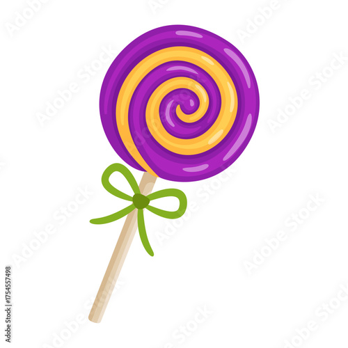 Colorful lollipop Hand drawn trendy flat vector style. festive decorative candy. Halloween, spooky October holiday. trick or treat night. for party invitation, poster, greeting card, sticker.