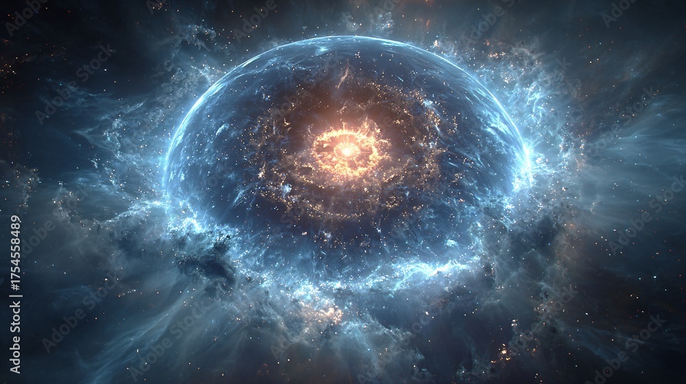 Obraz premium A Stunning Blue Planet Surrounded by Luminous Energy Fields in Space