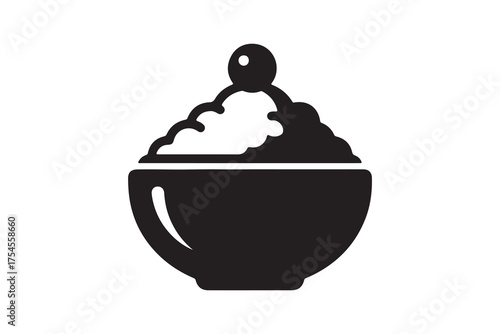 Bowl of dessert isolated on white background, vector icon