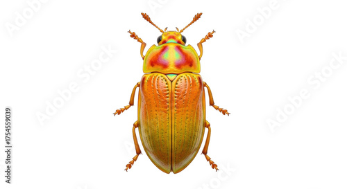 Bild auf Leinwand Isolated iridescent beetle insect bug with metallic colors and bright shades of