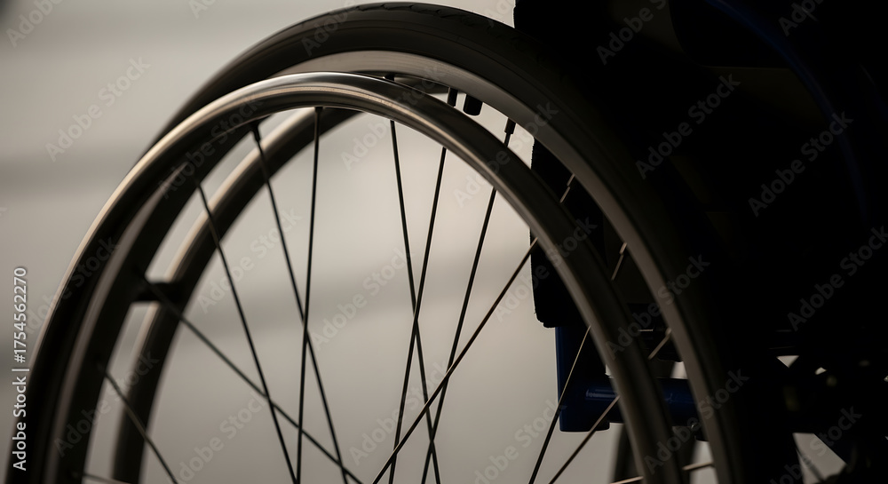 Fototapeta premium Flawless Wheelchair Wheel Silhouette in Abstract Lighting and Clean Composition