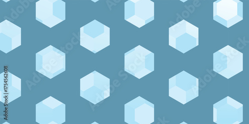 Abstract blue and white hexagon background. Futuristic digital hi-technology banner. Healthcare background. Vector