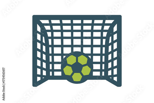 Soccer ball hitting the back of the goal net during a competitive sports match