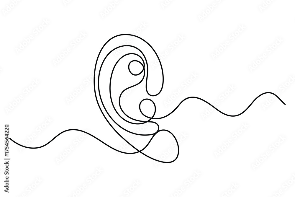 Obraz premium Continuous one line art of human ear pair simple symmetrical abstract design