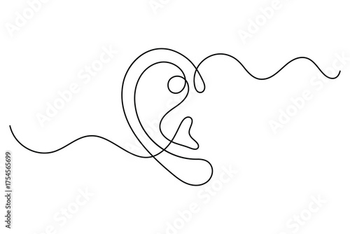 Continuous one line art of human ear pair simple symmetrical abstract design