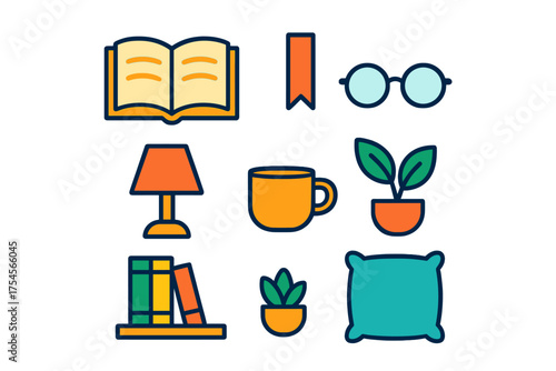 Cozy home reading and study essentials featuring books, plants, and comfort items