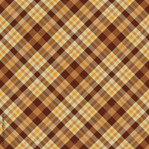 Repeating patern plaid. Seamless brown color check pattern. Checkered design for prints. Repeated tartan fabric.Vector scottish fabriс. Ekose texture. Madras flannel. Checker line. Stripe gingham