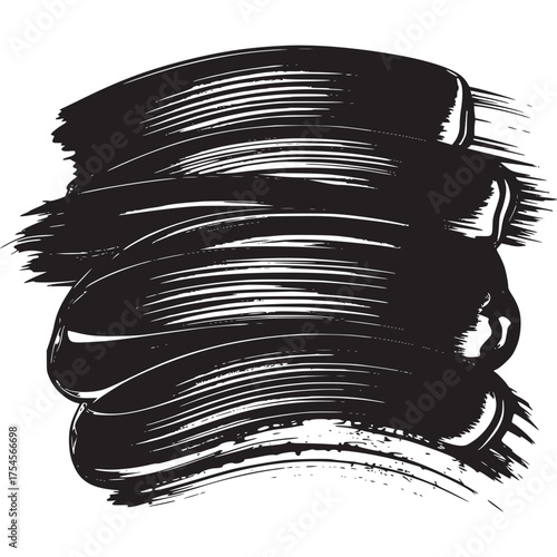 Vector art of black mascara brush strokes isolated on white