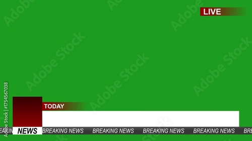 News Ticker Lower Third Live Green Screen Background