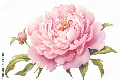 Fototapeta Naklejka Na Ścianę i Meble -  Painting of peony flower dahlia plant.