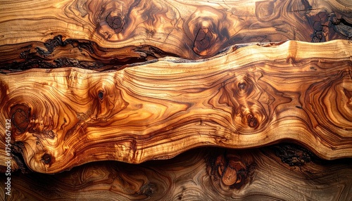 Wallpaper Mural Close up macro view of natural wood grain texture with swirling patterns and knots in warm brown and golden tones illuminated by soft light Torontodigital.ca