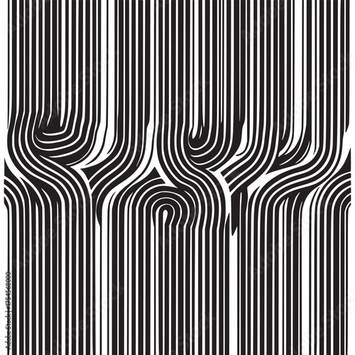 Vector art of abstract pattern of flowing lines and vertical bars