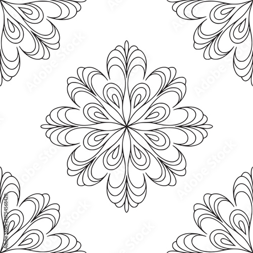 Vector art of quilting feather design