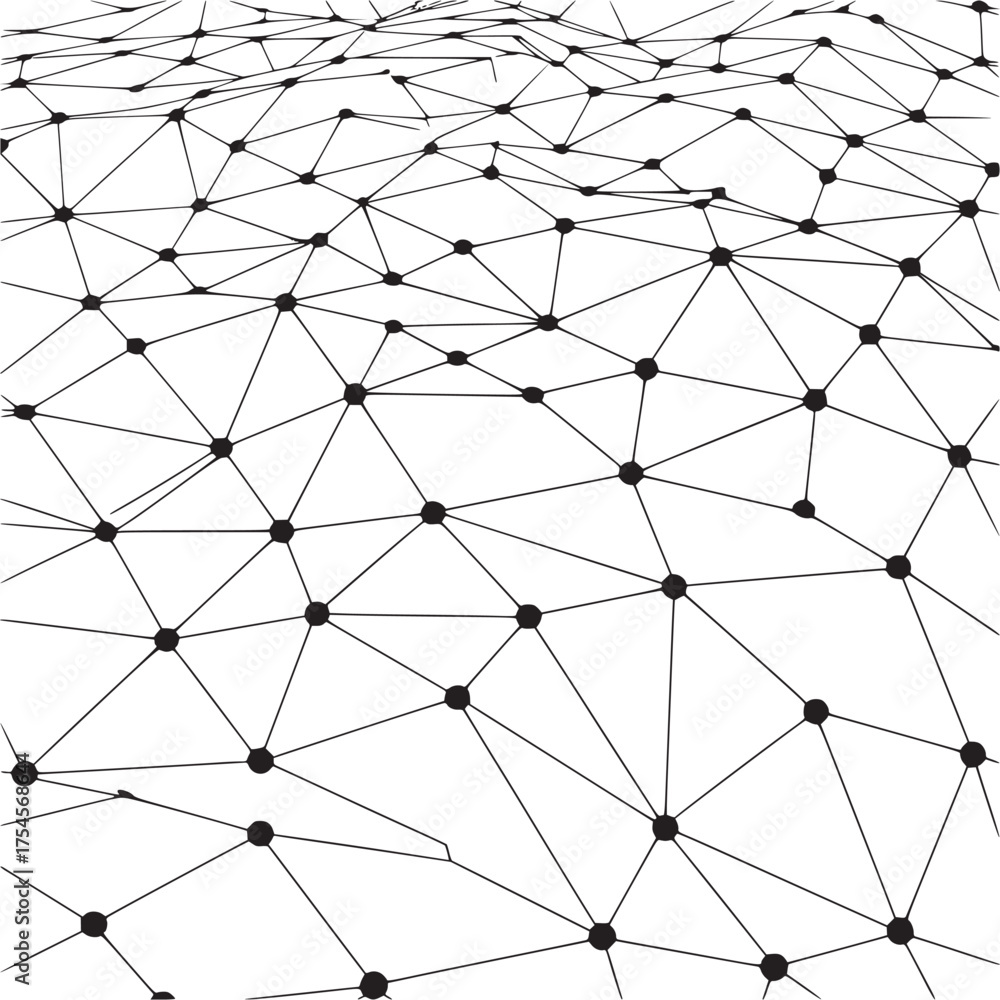 Fototapeta premium Vector art of abstract network grid with nodes and lines