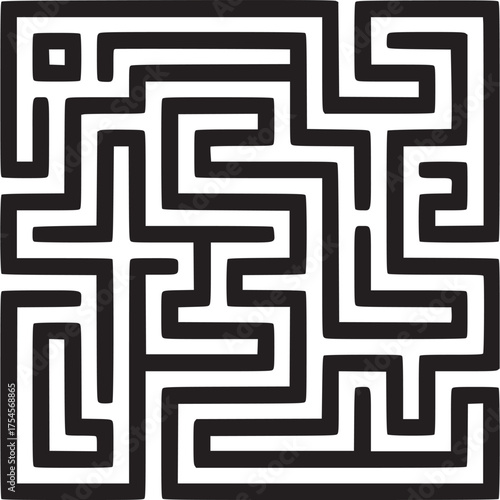 Vector art of black maze on a light beige background