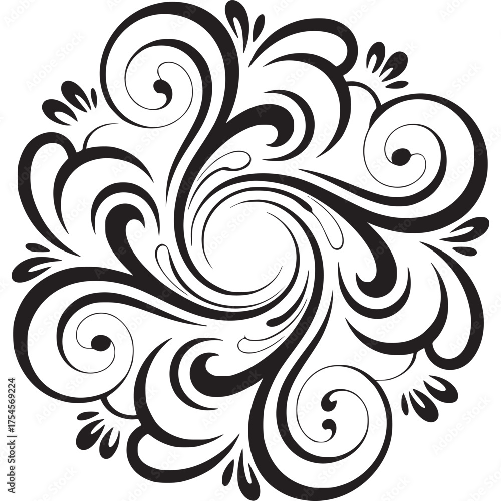 Fototapeta premium Vector art of black swirl ornament