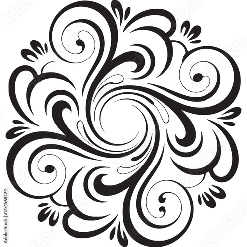 Vector art of black swirl ornament