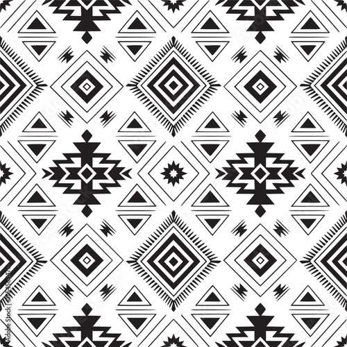Vector art of southwestern geometric pattern seamless textile design