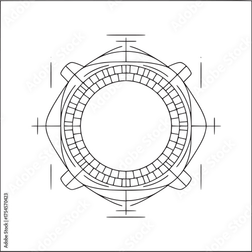 Vector art of watch blueprint schematic on grid paper