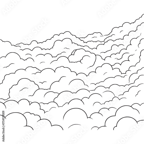 Vector art of stylized drawing of clouds in a sky