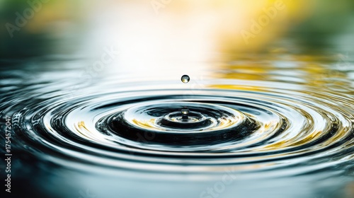 Wallpaper Mural Water Droplet Creating Ripples on Calm Surface in Soft Light Torontodigital.ca