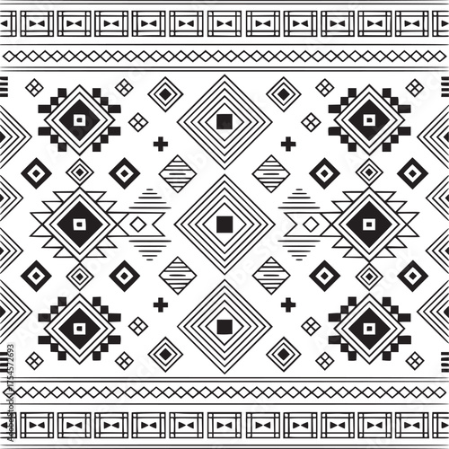 Vector art of geometric tribal pattern with diamond shapes