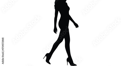 Elegant Woman Silhouette Walking - Fashion & Style Illustration