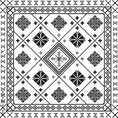 Vector art of traditional geometric cross stitch pattern