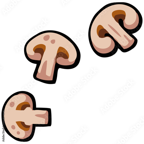 Mushroom Slices Pizza Topping Illustration. Editable Color Vector