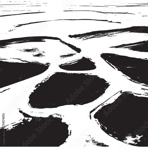 Vector art of arctic ice floes with meltwater pools