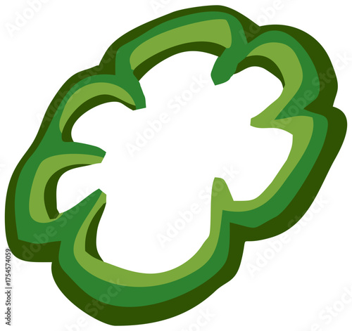 Tasty Green Pepper Slice. Editable Color Vector
